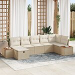 vidaXL Ensemble de 7 Pièces de Canapé de Jardin avec Coussins Beige en Rattan
