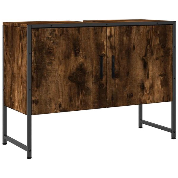 vidaXL Armoire lavabo de salle de bain chêne fumé bois d'ingénierie