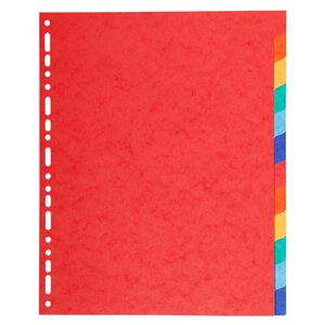 Intercalaires Carte 220g 12 Positions - A4 Maxi - Couleurs Assorties - X 25 - Exacompta