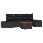 vidaXL Ensemble de canapé de jardin avec coussin 6 Pièces Noir Poly rotin