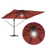 vidaXL Parasol déporté Roma avec LEDs Terre cuite 286x285x270 cm Aluminium