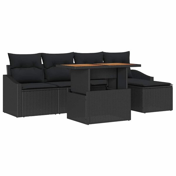 vidaXL Ensemble de salle à manger pour jardin 6 Pièces Noir et Marron