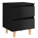 vidaXL Table de chevet avec pieds en pin Noir brillant 40x35x50 cm