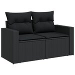 Ensemble de sofa de jardin 11 pièces avec coussins noir poly rotin acacia