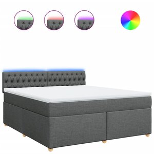 vidaXL Sommier à lattes de lit avec matelas Gris foncé 180x200cm Tissu