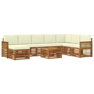 vidaXL Ensemble de canapés d'extérieur 7 pc Naturel et Crème