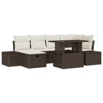 vidaXL Ensemble de Canapé de Jardin 7 Pièces avec Coussins Marron Poly Rattan