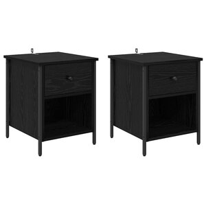 vidaXL Cabinet de chevet avec tiroir 2 Pièces Chêne noir 40 x 42 x 50 cm
