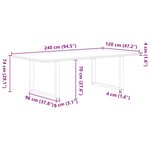 vidaXL Table à manger marron clair bois de chêne massif rectangulaire