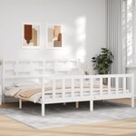 vidaXL Cadre de lit sans matelas blanc bois massif de pin
