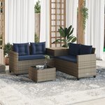 vidaXL Canapé de jardin avec table et coussins en forme de L gris