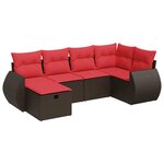 vidaXL Salon de jardin avec coussins 6 Pièces marron résine tressée