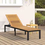 vidaXL Chaise longue noire 200x55x35 cm en bois d'acacia massif