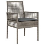 Set de Bistro de Jardin 3 Pièces avec Coussins Gris en Poly Rattan