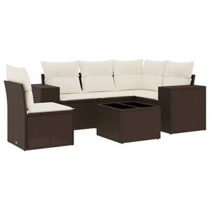 vidaXL Salon de jardin avec coussins 6 Pièces marron résine tressée