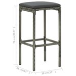 vidaXL Tabourets de bar avec coussins lot de 4 gris résine tressée