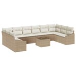 vidaXL Ensemble de canapé de jardin 11 Pièces Beige Poly rotin