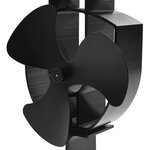 vidaXL Ventilateur de poêle alimenté par chaleur 3 pales Noir