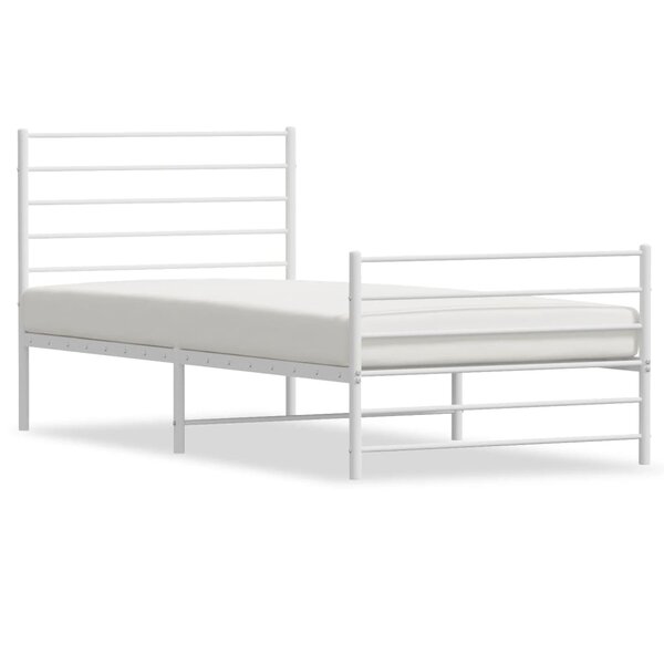 vidaXL Cadre de lit métal sans matelas et pied de lit blanc 107x203 cm