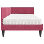 vidaXL Cadre de lit d'angle Rouge bordeaux 90 x 200 cm Velours