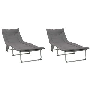 vidaXL Transat pliant avec coussin 2 Pièces Anthracite