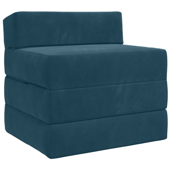 vidaXL Canapé-lit pliable Bleu 200 x 70 x 15 cm Velours