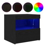 Cabinet de chevet vidaXL avec lumières LED Chêne noir 50x40x45 cm