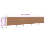vidaXL Paravent 5 panneaux Tissu 600 x 120 cm Taupe
