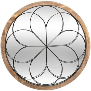 Miroir Rosace Sapin, MDF_E1, verre et fer - D. 64 x P. 3 cm - Beige moyen