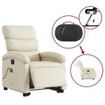 vidaXL Fauteuil inclinable de massage électrique crème similicuir
