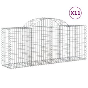 vidaXL Paniers à gabions arqués 11 Pièces 200x50x80/100 cm Fer galvanisé