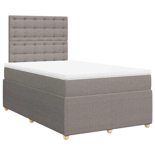 vidaXL Sommier à lattes de lit avec matelas taupe 120x190 cm tissu