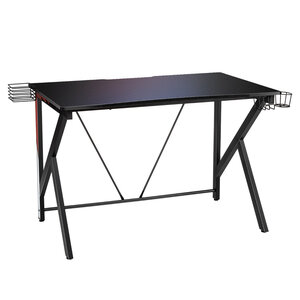 Bureau gamer bureau de jeu pour gaming avec stockage vidéo porte-gobelet et crochet 115 x 73 x 76 5 cm noir 20_0005670