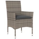 vidaXL Ensemble de Salle à Manger de Jardin 3 Pièces avec Coussins Rattan Synthétique Gris