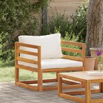vidaXL Chaise de jardin avec coussins crème Bois d'acacia massif