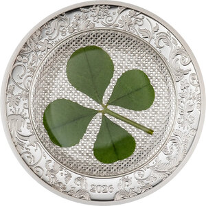 Monnaie OUNCE OF LUCK Four Leaf Clover 1 Oz Argent 5$ Cook Islands 2026 (PRÉCOMMANDE)