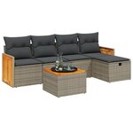 vidaXL Salon de jardin 6 Pièces avec coussins gris résine tressée