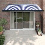 vidaXL Auvent rétractable bleu et blanc 3 5x2 5 m tissu et aluminium