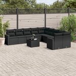 vidaXL Salon de jardin 11 Pièces avec coussins noir résine tressée