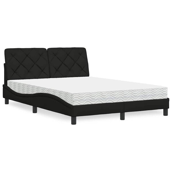 vidaXL Lit avec matelas noir 120x200 cm tissu