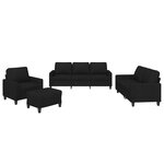 vidaXL Ensemble de canapés 4 Pièces avec coussins Noir Tissu