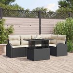 vidaXL Ensemble de canapé de jardin avec coussin 6 Pièces Noir et crème