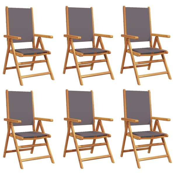 vidaXL Chaises inclinables de jardin lot de 6 tissu et bois massif
