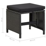 vidaXL Tabourets de jardin lot de 4 avec coussins Résine tressée Noir