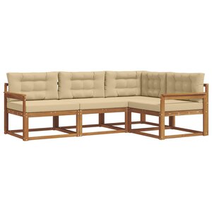 vidaXL Ensemble de canapés d'extérieur 4 pc Naturel et Beige