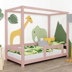 Lit cabane enfant BUNKY 80 x 160 rose pastel