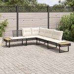 vidaXL Canapé de jardin avec coussins en forme de L noir rotin acacia