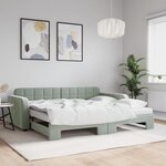 vidaXL Lit de jour avec gigogne et matelas gris clair 90x200cm velours