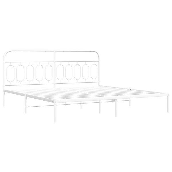 vidaXL Cadre de lit métal avec tête de lit blanc 200x200 cm