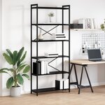 vidaXL Bibliothèque Chêne noir 80 x 30 x 188 cm Bois et Acier